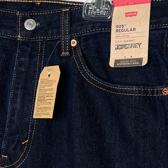 Levi’s NWT 505 Regular Fit Men's Red Tab Straight Blue Denim Jeans Size 34x29 - Picture 3 of 8